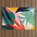 Abstract Art Tropical Leaves 42 Outdoor Rug Gallery Image 1