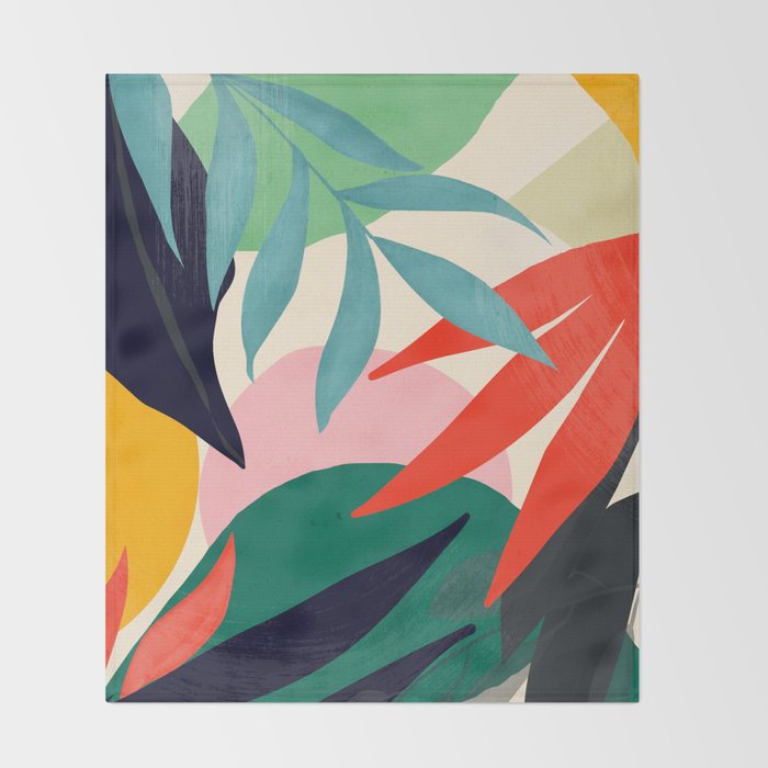 Abstract Art Tropical Leaves 42 Throw Blanket Gallery Image 2