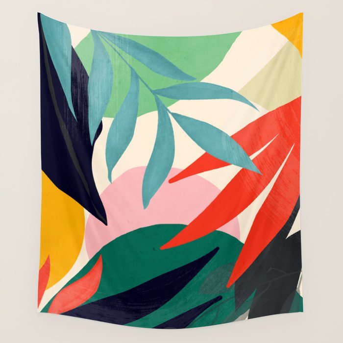 Abstract Art Tropical Leaves 42 Wall Tapestry Gallery Image 1