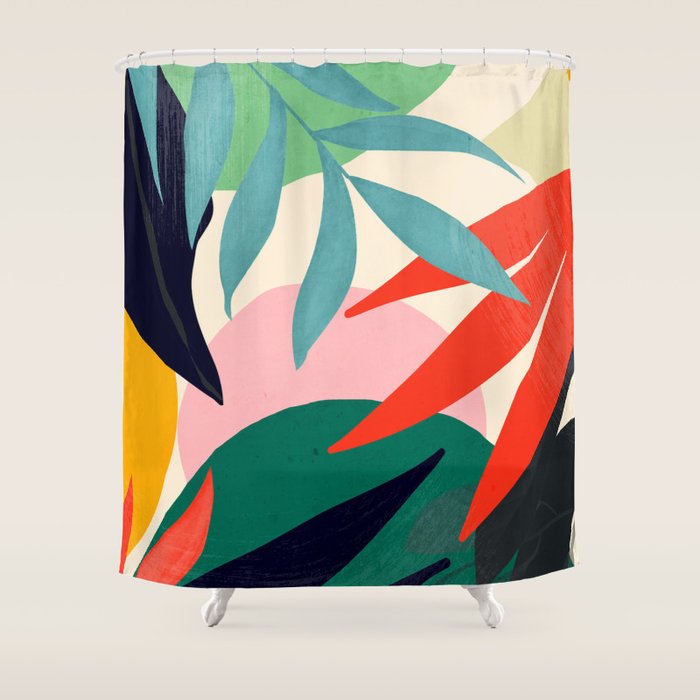 Abstract Art Tropical Leaves 42 Shower Curtain Gallery Image 1