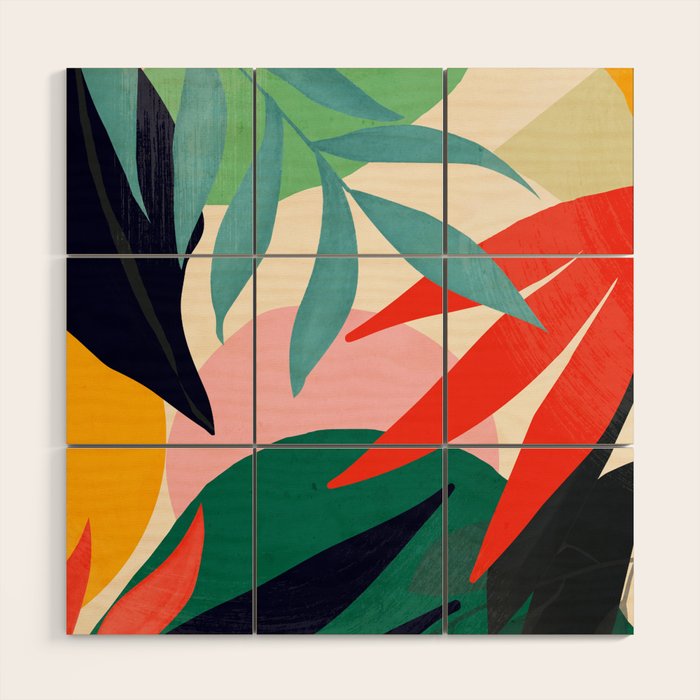 Abstract Art Tropical Leaves 42 Wood Wall Art Gallery Image 1