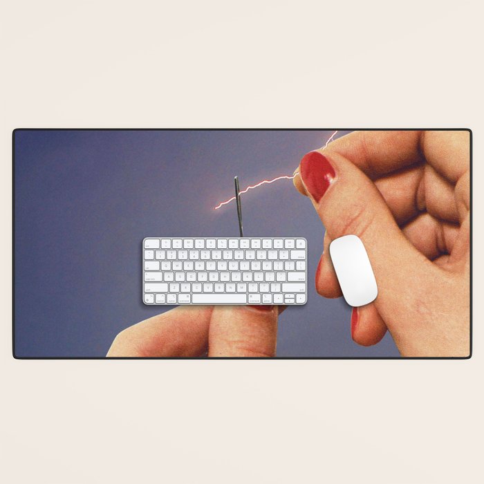 Elysian thread - Sewing hands/thunder & lighting Desk Mat Gallery Image 1