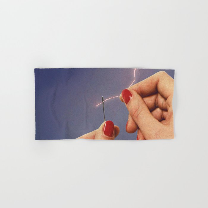 Elysian thread - Sewing hands/thunder & lighting Bath Towel Gallery Image 1