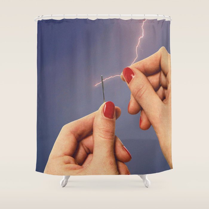 Elysian thread - Sewing hands/thunder & lighting Shower Curtain Gallery Image 1