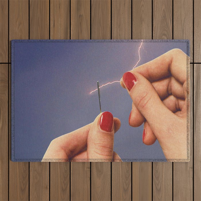 Elysian thread - Sewing hands/thunder & lighting Outdoor Rug Gallery Image 1