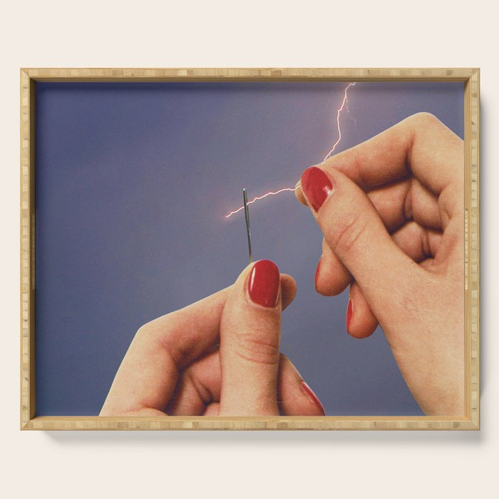 Elysian thread - Sewing hands/thunder & lighting Serving Tray Gallery Image 1