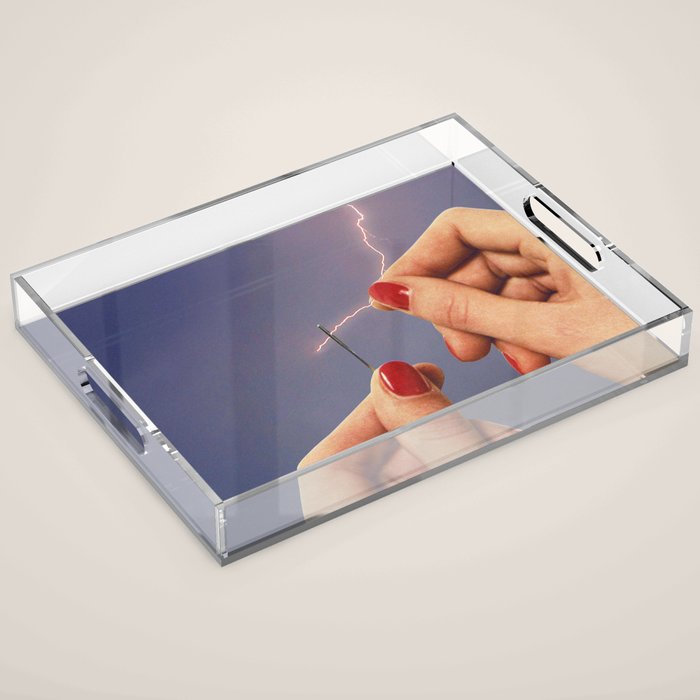Elysian thread - Sewing hands/thunder & lighting Acrylic Tray Gallery Image 1
