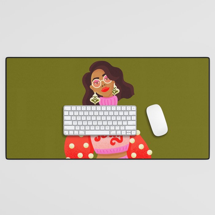Holly Jolly Holiday Sweater Desk Mat Gallery Image 1