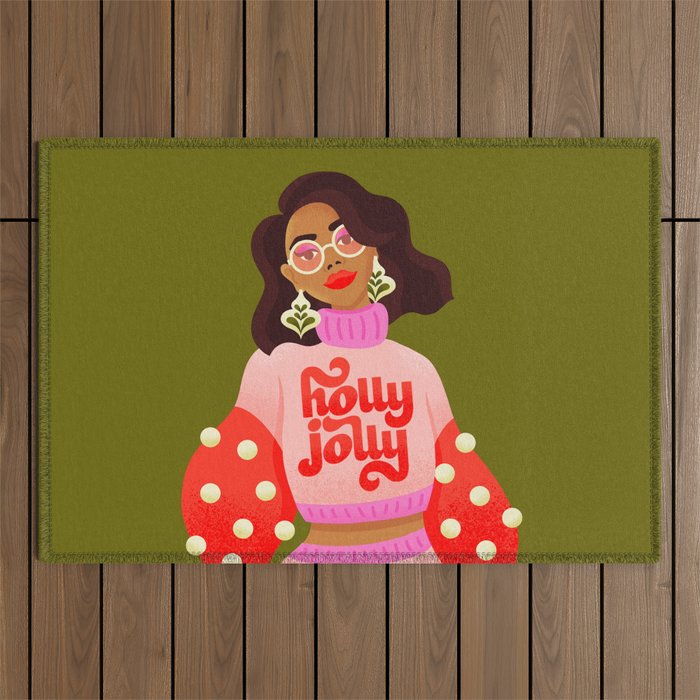 Holly Jolly Holiday Sweater Outdoor Rug Gallery Image 1