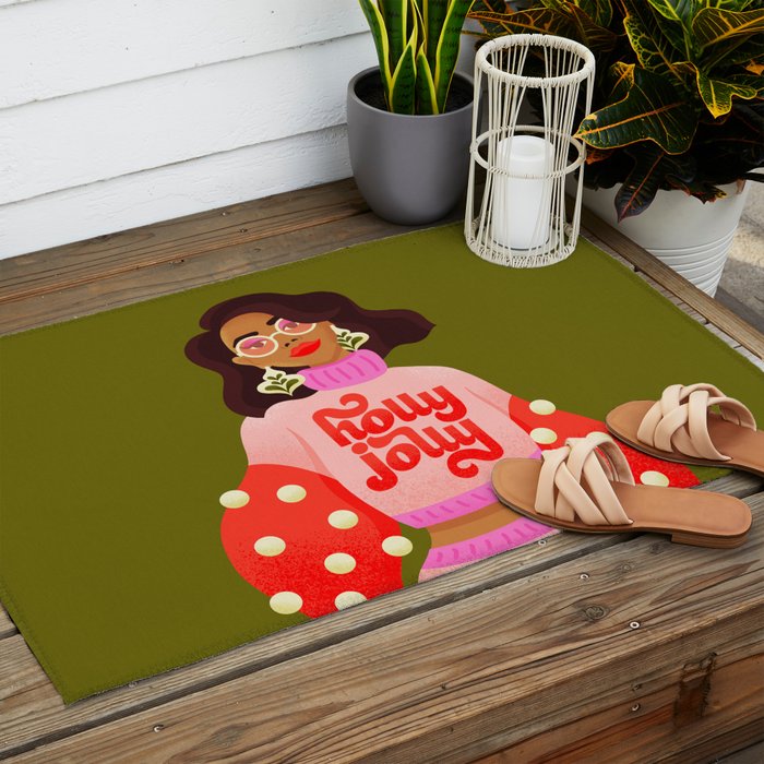 Holly Jolly Holiday Sweater Outdoor Rug Gallery Image 2