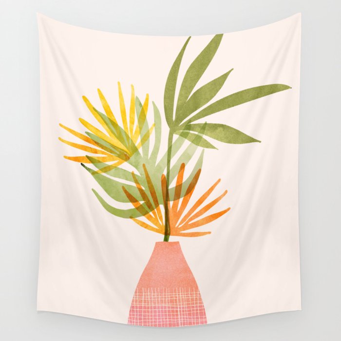 Simple Modern Tropical Bouquet Wall Tapestry Gallery Image 4