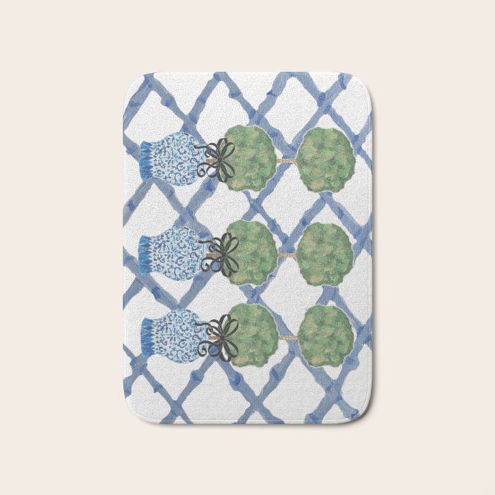 Hand Painted Bamboo Trellis Chinoiserie Ginger Jar  Bath Mat Gallery Image 1