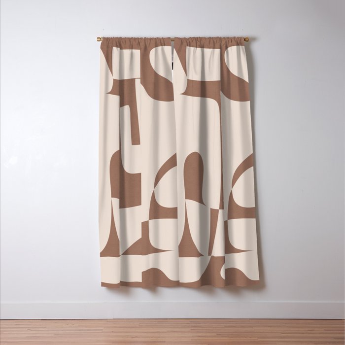 Mocha Modern Abstract 3 Window Curtain Gallery Image 3