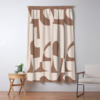 Mocha Modern Abstract 3 Window Curtain Gallery Image 5