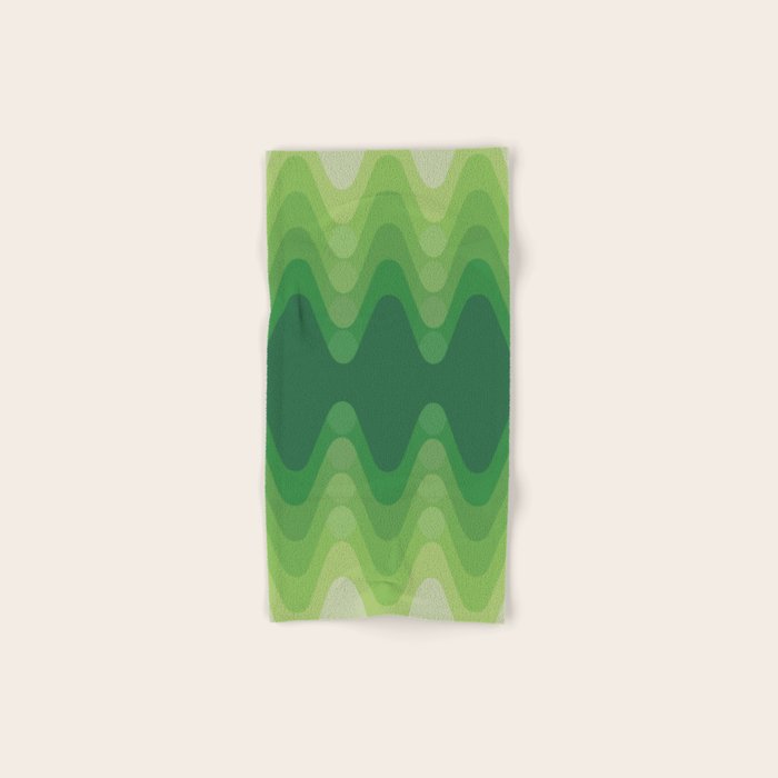 Retro 1970s Style Sonic Wave Pattern 230 Green Bath Towel Gallery Image 1
