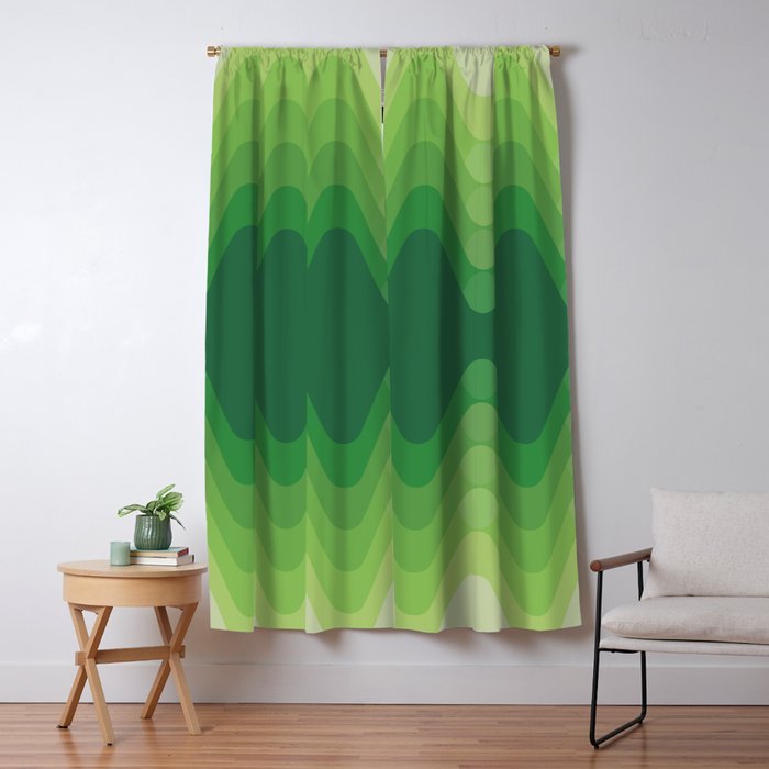 Retro 1970s Style Sonic Wave Pattern 230 Green Window Curtain Gallery Image 5
