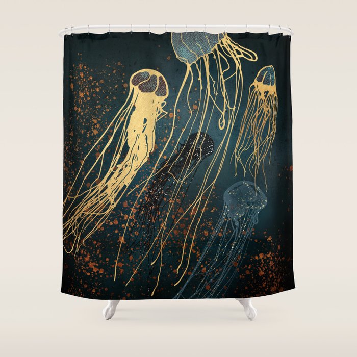 Metallic Jellyfish Shower Curtain Gallery Image 1
