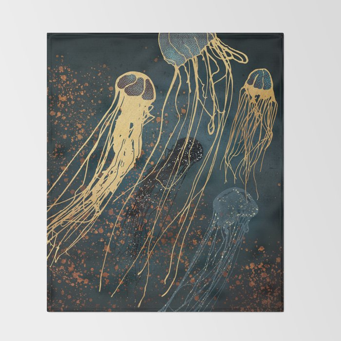 Metallic Jellyfish Throw Blanket Gallery Image 2