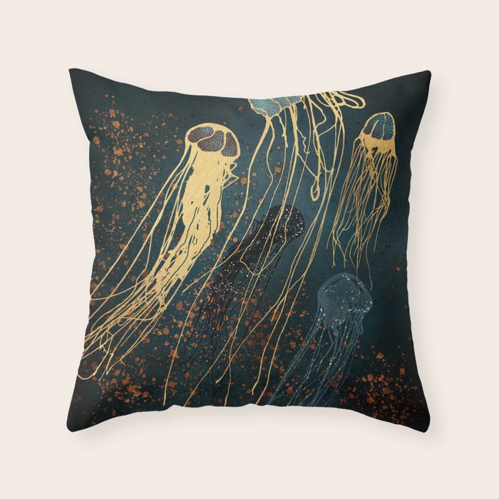 Metallic Jellyfish Throw Pillow Gallery Image 1