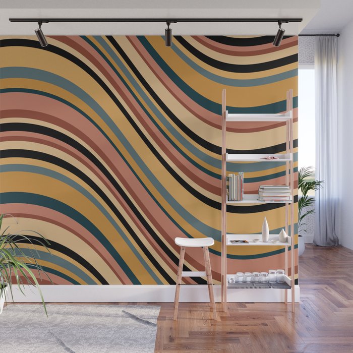 Wavy Stripes X - Vintage Neutral Wall Mural Gallery Image 1