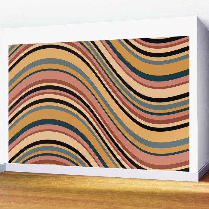 Wavy Stripes X - Vintage Neutral Wall Mural Gallery Image 2