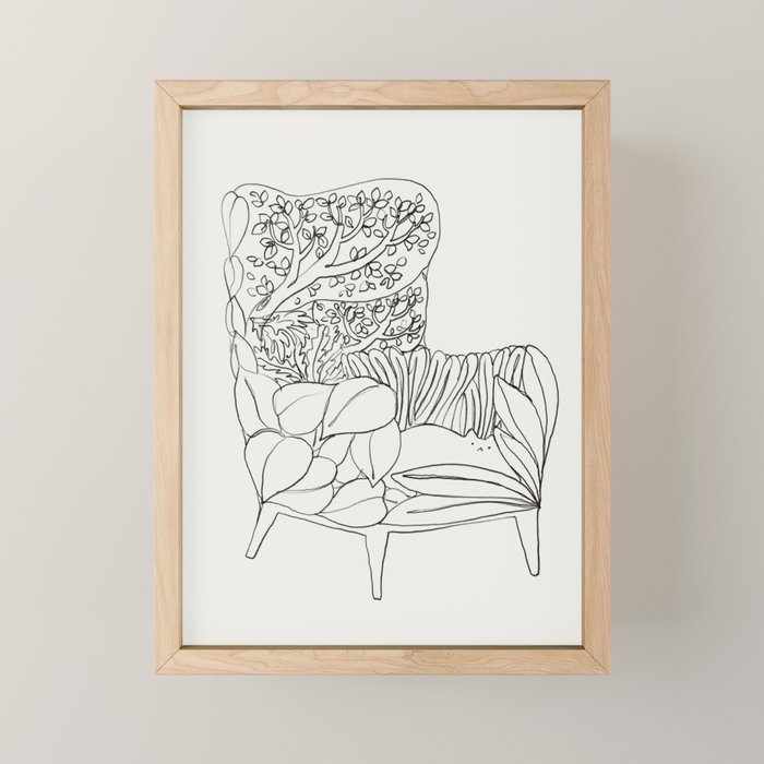 Cat and Plant 19 Mini Art Print Gallery Image 1