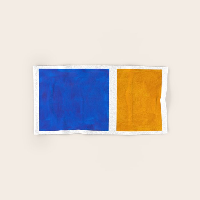 Phthalo Blue Yellow Ochre Mid Century Modern Abstract Minimalist Rothko Color Field Squares Towels Gallery Image 1