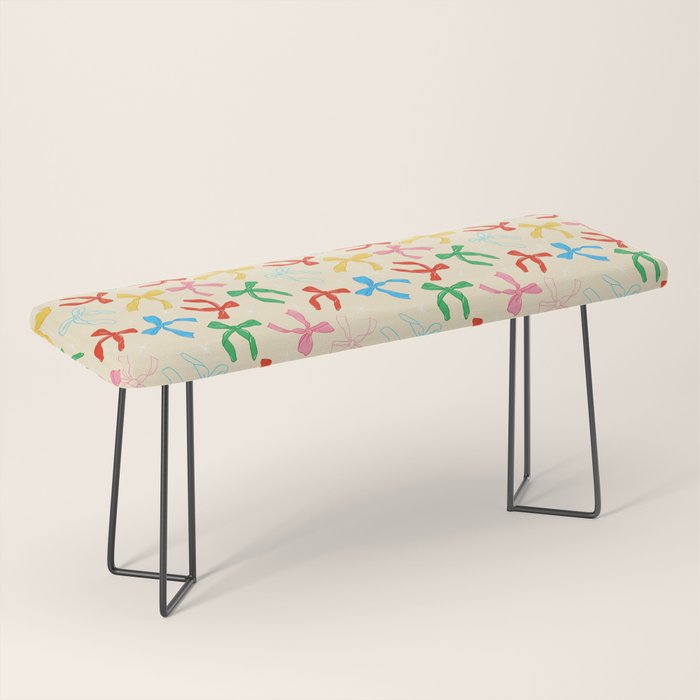 Festive Coquette Bow Pattern on Cream Bench Gallery Image 1