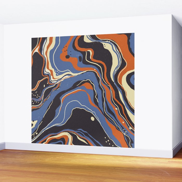 Retro marble in blue Wall Mural Gallery Image 2