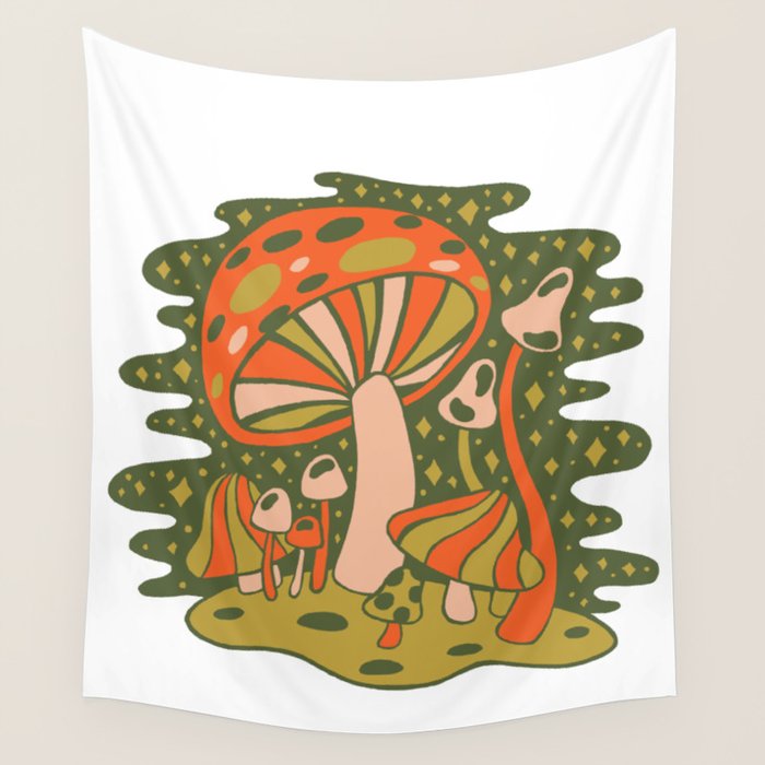 Forest of Mushrooms Wall Tapestry Gallery Image 4