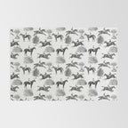 Horse Racing Black and White Toile Pattern  Rug Gallery Image 2