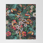 Exotic Blooms and Toucans Throw Blanket Gallery Image 2
