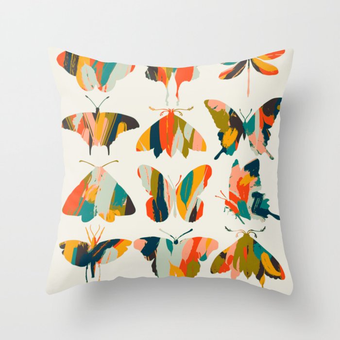 colorful butterflies Throw Pillow Gallery Image 1