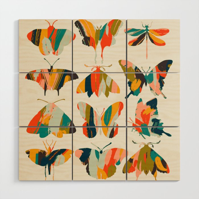 colorful butterflies Wood Wall Art Gallery Image 1