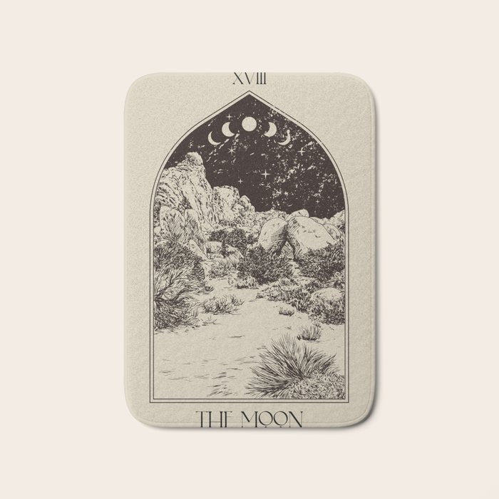 The Moon Tarot Card Poster. Mystic Landscape. Esoteric tarot. Dark moon Bath Mat Gallery Image 1