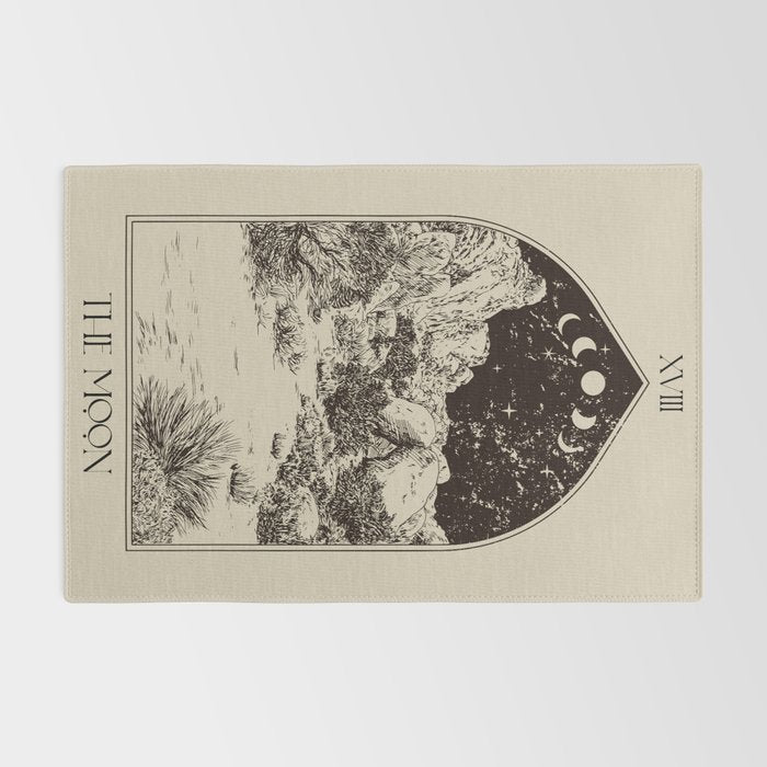 The Moon Tarot Card Poster. Mystic Landscape. Esoteric tarot. Dark moon Rug Gallery Image 2