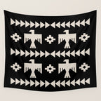 Southwestern Eagle and Arrow Pattern 121 Black and Linen White Wall Tapestry Gallery Image 4