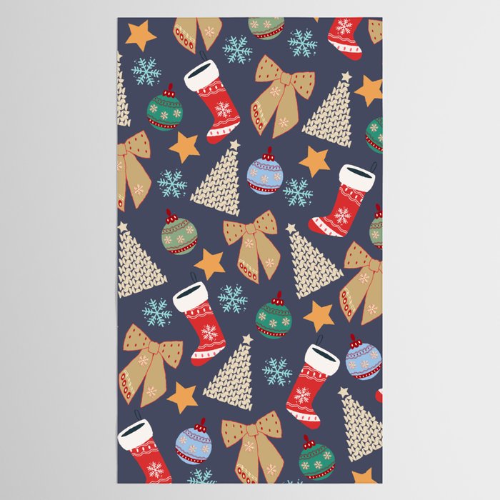 Cute Christmas Navy Blue Tablecloth Gallery Image 2