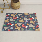 Cute Christmas Navy Blue Rug Gallery Image 1