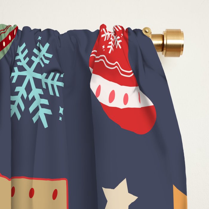 Cute Christmas Navy Blue Window Curtain Gallery Image 2