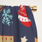 Cute Christmas Navy Blue Window Curtain Gallery Image 2