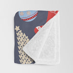 Cute Christmas Navy Blue Throw Blanket Gallery Image 3