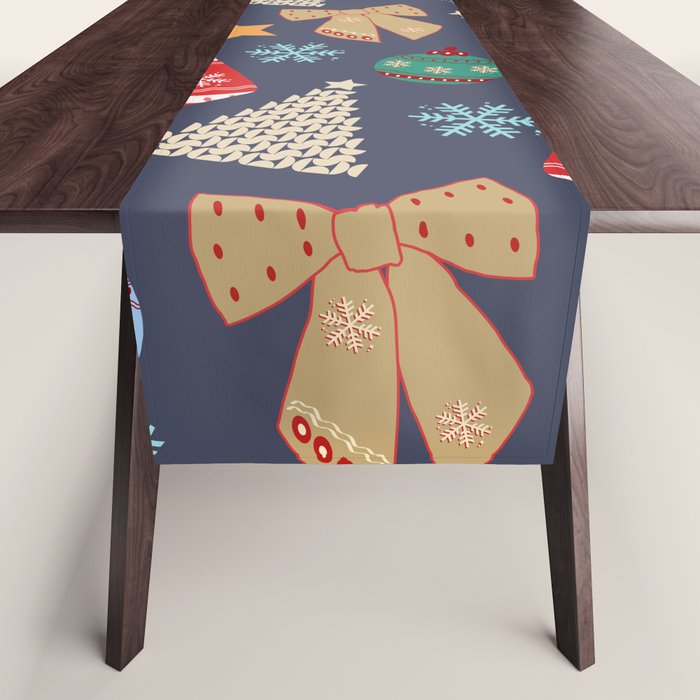 Cute Christmas Navy Blue Table Runner Gallery Image 1