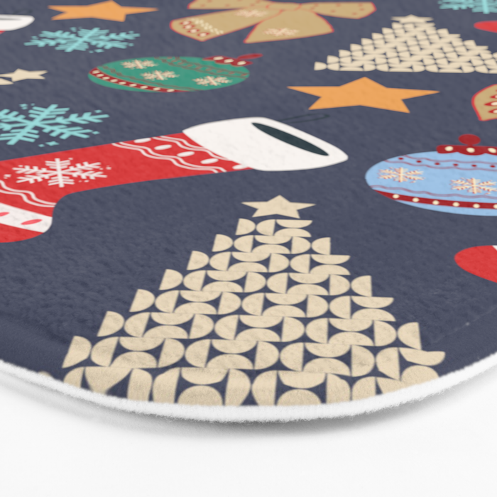 Cute Christmas Navy Blue Bath Mat Gallery Image 3