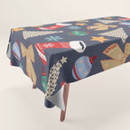 Cute Christmas Navy Blue Tablecloth Gallery Image 1