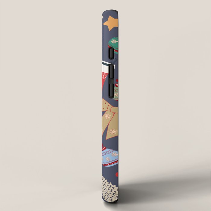 Cute Christmas Navy Blue iPhone Case Gallery Image 2