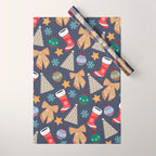 Cute Christmas Navy Blue Wrapping Paper Gallery Image 1