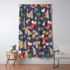 Cute Christmas Navy Blue Window Curtain Gallery Image 5