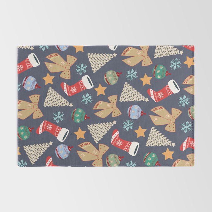 Cute Christmas Navy Blue Rug Gallery Image 2