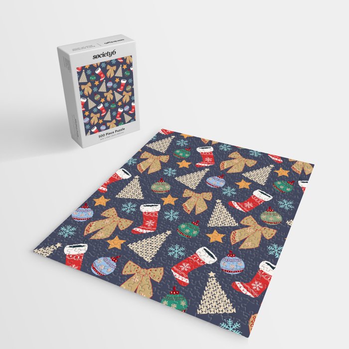 Cute Christmas Navy Blue Jigsaw Puzzle Gallery Image 2
